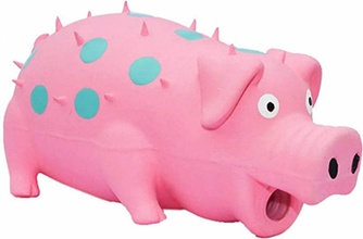 Игрушка для собак №1 Свинка хрюкающая, латексная, розовая (21 см)