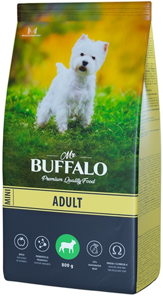 Корма сухой для взрослых собак миниатюрных пород MR. BUFFALO Adult Mini ягненок (0,8 кг)