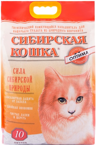 Наполнитель комкующийся бентонитовый для кошек СИБИРСКАЯ КОШКА Оптима (10 л)