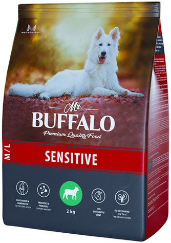 Корм сухой для взрослых собак с чувствительным пищеварением MR. BUFFALO Sensitive ягненок (2 кг)