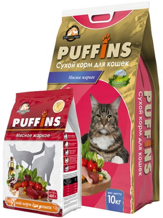 Корм сухой для кошек PUFFINS Мясное жаркое (10 кг)