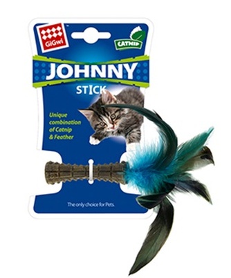 Игрушка для кошек GIGWI Johnny stick Прессованная кошачья мята с пером (8 см)