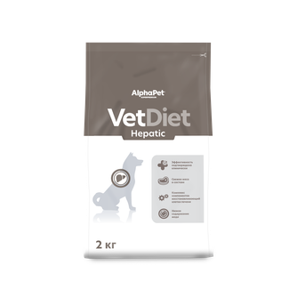Корм сухой для взрослых собак ALPHAPET Vet Diet Hepatic при заболеваниях печени 2 кг)