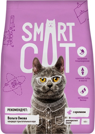 Корм сухой для взрослых кошек SMART CAT кролик (400 г)