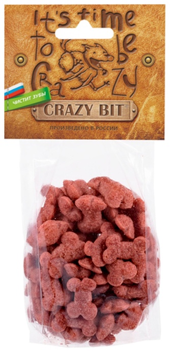 Лакомство для собак мелких пород CRAZY BIT Лакомый кусочек Косточки для чистки зубов телятина хрустящие (65 г)