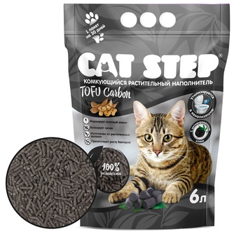 Наполнитель комкующийся растительный для кошек CAT STEP TOFU Carbon (6 л)