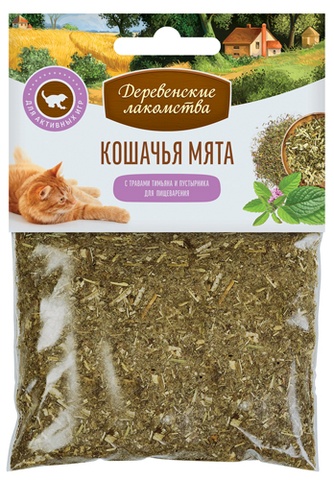 Кошачья мята для кошек ДЕРЕВЕНСКИЕ ЛАКОМСТВА с тимьяном и пустырником (15 г)