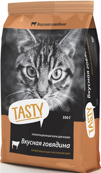 Корм сухой для кошек TASTY говядина (350 г)