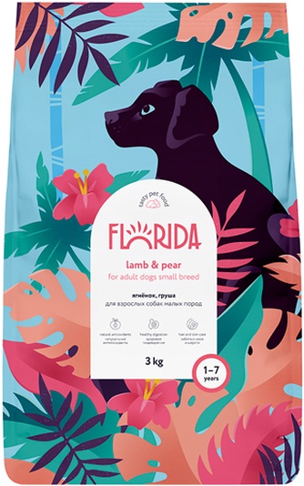 Корм сухой для собак мелких пород FLORIDA Ягненок, груша (3 кг)