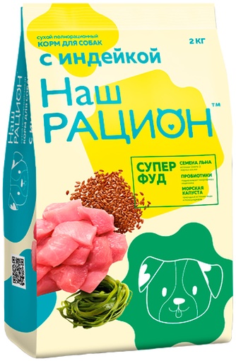 Корм сухой для собак НАШ РАЦИОН индейка (2 кг)