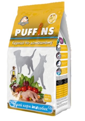 Корм сухой для собак PUFFINS Курица по-домашнему (500 г)