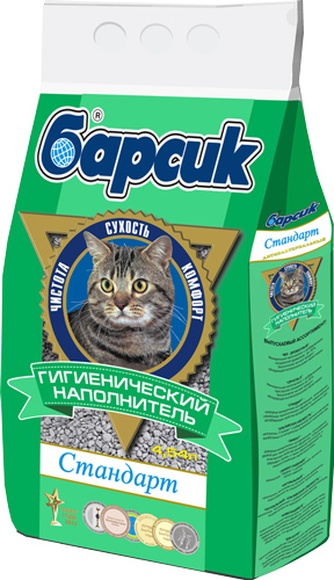 Наполнитель впитывающий опоковый для кошек БАРСИК Стандарт (4,54 л)