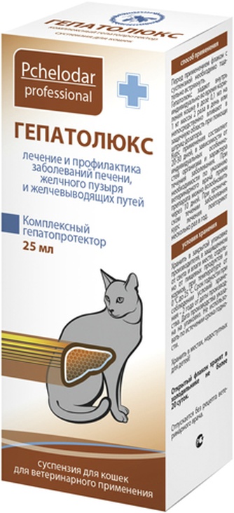 Суспензия для кошек PCHELODAR Гепатолюкс для лечения и профилактики заболеваний печени, желчного пузыря и желчевыводящих путей (25 мл)