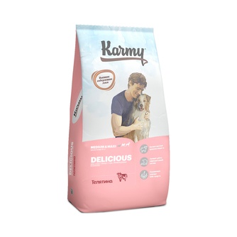 Корм сухой для собак средних и крупных пород KARMY Delicious Medium & Maxi привередливых в питании с телятиной (14 кг)