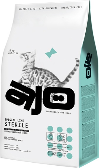 Корм сухой для стерилизованных кошек AJO Sterile (10 кг)