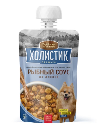 Лакомство для собак ДЕРЕВЕНСКИЕ ЛАКОМСТВА Холистик Премьер рыбный соус из лосося (90 г)
