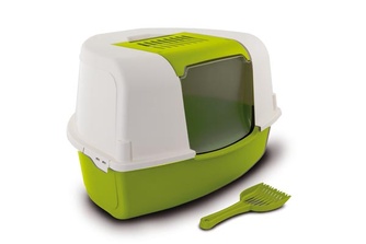 Туалет для кошек MP-BERGANMO Ariel Corner угловой закрытый с угольным фильтром (58*47*38 см)