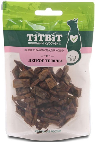 Лакомство для кошек TITBIT Лакомый кусочек Легкое телячье вяленое (20 г)