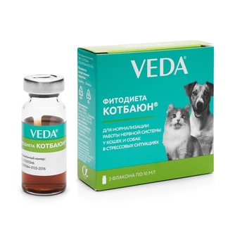 Настой для кошек и собак VEDA Кот Баюн для нормализации работы нервной системы в стрессовых ситуациях (10 мл/3 флакона)