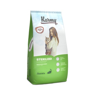 Корм сухой для стерилизованных кошек и кастрированных котов KARMY Sterilized с лососем (10 кг)