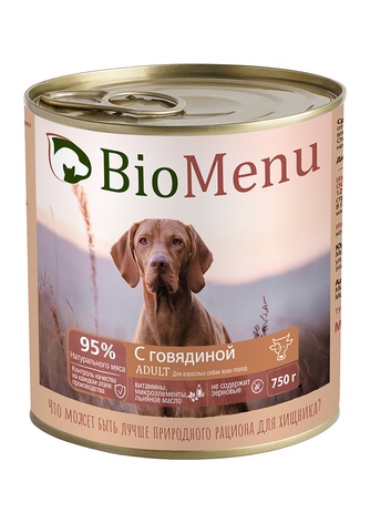 Корм влажный для взрослых собак BIOMENU ADULT с говядиной (750 г)