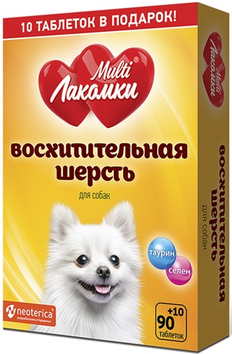 Кормовая добавка для собак NEOTERICA Multi Лакомки Таблетки для здоровья кожи и шерсти (100 таб)