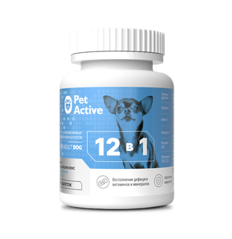 Витаминно-минеральный комплекс для собак миниатюрных пород PETACTIVE 12 в 1 (100 таб)