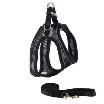 Шлейка-жилетка анатомическая + поводок для собак КАСКАД L черная (150 см/48-54 см)