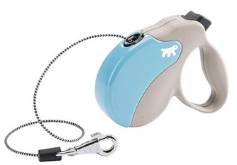 Рулетка для собак до 15 кг FERPLAST Amigo Small шнур со сменной крышкой корпуса, бежево-голубая (5 м)