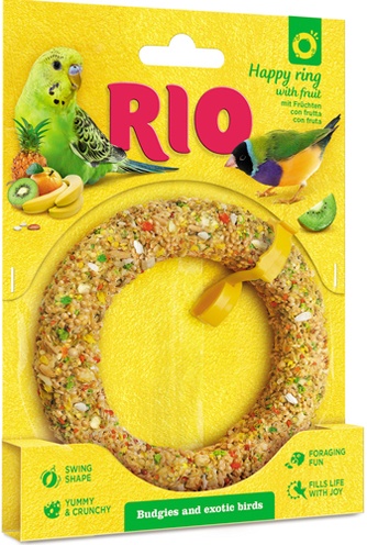 Лакомство для волнистых попугаев и экзотов RIO веселое колечко с фруктами (80 г)