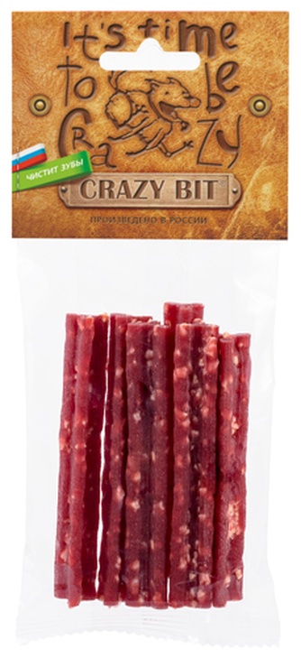 Лакомство для собак мелких пород мелких пород CRAZY BIT Лакомый кусочек Палочки для чистки зубов говядина (50 г)