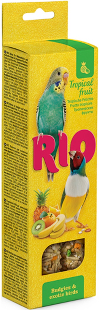 Лакомство для волнистых попугаев и экзотов RIO Палочки с Тропическими фруктами (2 шт/40 г)