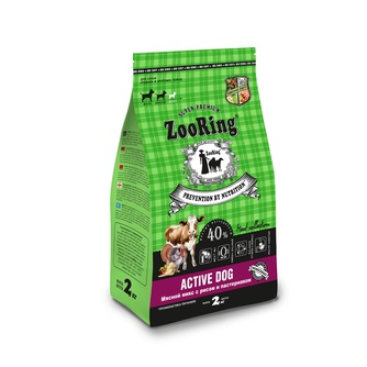 Корм сухой для взрослых собак ZOORING Active Dog с мясным миксом и рисом  пастернак (2 кг)