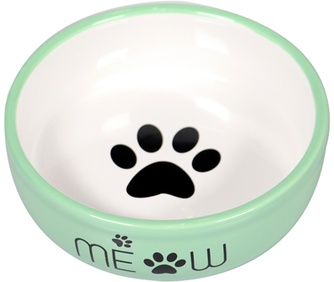 Миска для кошек MR.KRANCH Meow керамическая, зеленая (380 мл)