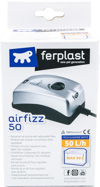 Компрессор для аквариума FERPLAST Airfizz 50 бесшумный, для аквариумов до 50 л (12,4*6,3*5,9 см)