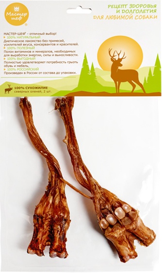 Лакомство для собак МАСТЕР ШЕФ жилы северного оленя с косточкой (2 шт)