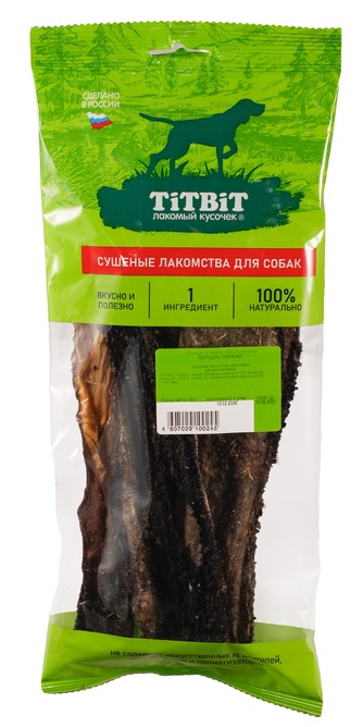 Лакомство для собак мелких пород TITBIT Лакомый кусочек Желудок говяжий (60 г)