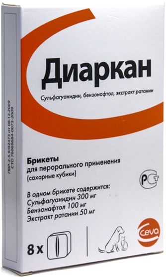 Брикеты для кошек и собак CEVA Диаркан от диареи (8 куб)