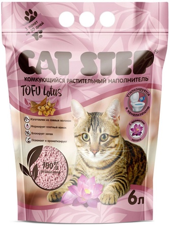 Наполнитель комкующийся соевый для кошек CAT STEP Tofu Lotus (6 л)