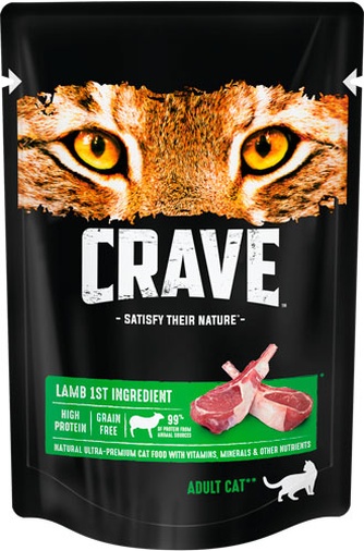 Корм влажный для взрослых кошек CRAVE Adult Cat с ягненком (70 г)