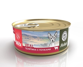 Корм влажный для кошек BLITZ Holistic Veal паштет с говядиной и почками (100 г)