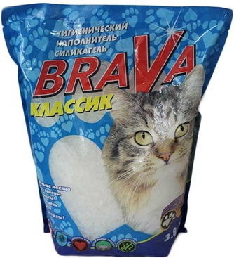 Наполнитель впитывающий силикагелевый для кошек BRAVA Классик-А (3,8 л)
