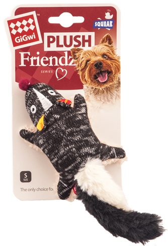 Игрушка для собак GIGWI Plush Friendz Скунс с пищалкой, серый (9см)