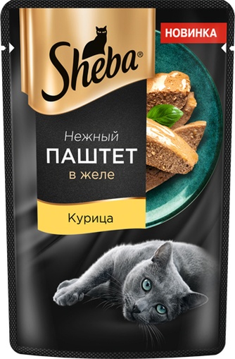 Корм влажный для взрослых кошек SHEBA курица в желе (75 г)