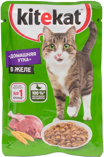 Корм влажный для кошек KITEKAT утка в желе (85 г)