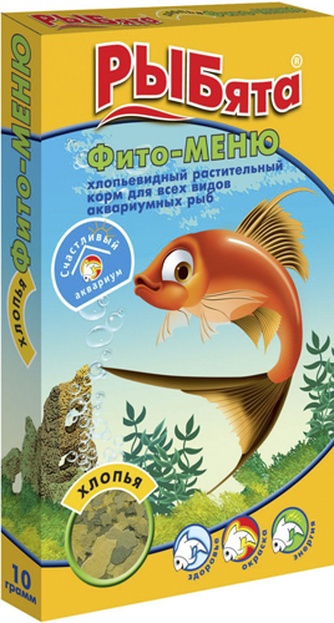 Корм растительный для рыб ЗООМИР Рыбята Фито-Меню, хлопья (10 г)