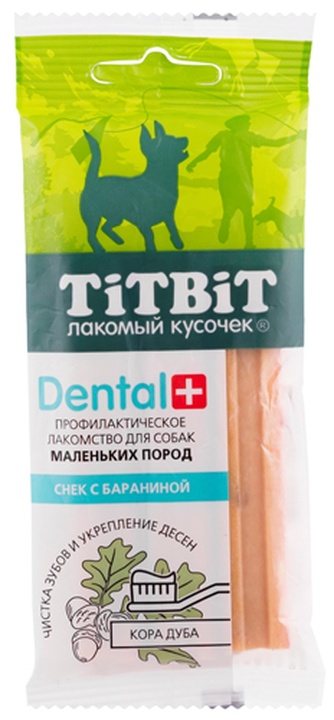 Лакомство для собак мелких пород мелких пород TITBIT Лакомый кусочек Dental+ Снек с бараниной (20 шт)
