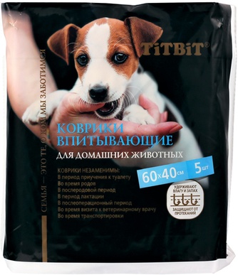 Коврики впитывающие для животных TITBIT (60*40 см/5 шт)