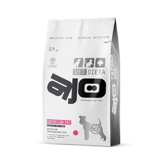 Корм сухой для собак AJO Vet Dieta Gastro Low Fat при нарушениях пищеварения с пониженным содержанием жира (10 кг)