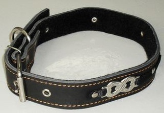 Ошейник кожаный для собак крупных пород ЗООТЕХНОЛОГИЯ-М бабочка (3,5*71 см)
